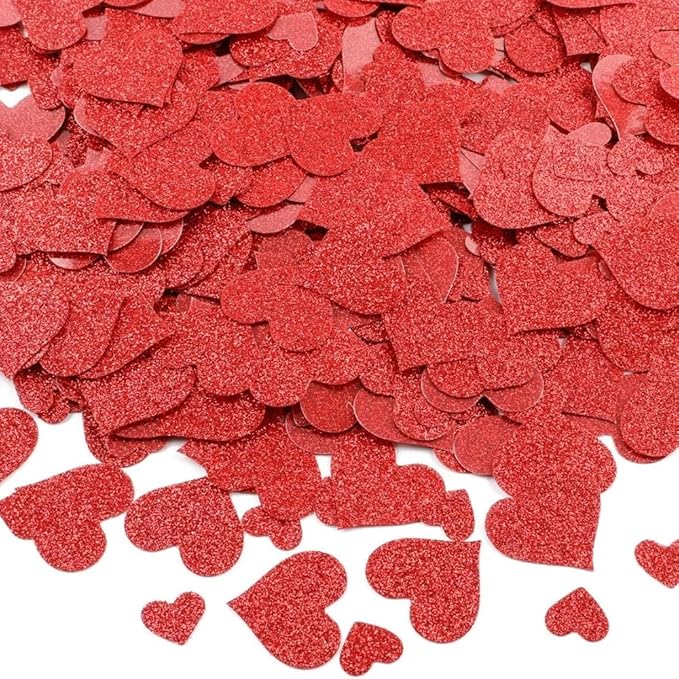 Dazzling Red Glitter Paper Heart Cutouts Mega Pack - 5", 7", 11.5" (Pack Of 20) | Perfect For Decorations & DIY Projects
