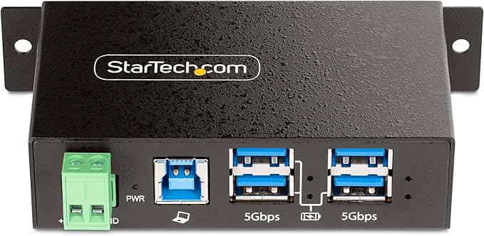 StarTech.com 4-Port Managed USB Hub with 4X USB-A, Heavy Duty with Metal Industrial Housing, ESD & Surge Protection, Wall/Desk/Din-Rail Mountable, USB 3.0/3.1/3.2 Gen 1 5Gbps, TAA