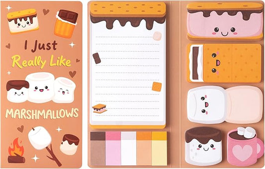 B1ykin Cute Sticky Notes Set - I Just Really Like Marshmallows Self-Stick Notes Pad, 550 Sheets Writing Memo Pages Sticky Notepad for Teacher Appreciation Gifts, School Office Supplies (Marshmallows)