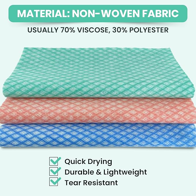 Disposable Cleaning Cloths 50 Packs, 13.8"x15.8" Reusable Kitchen Towels, Soft Absorbent Multipurpose Household Cleaning Towels, Disposable Dish Cloths for Kitchen, Stove, Bathroom, Handy Wipes, Green
