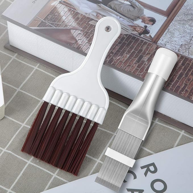 Boao Air Conditioner Condenser Fin Comb, Fin Cleaning Brush Air Conditioner Coil Cleaner Refrigerator Coil Cleaning Whisk Brush Evaporator Radiator Repair Tool(2 Pieces)