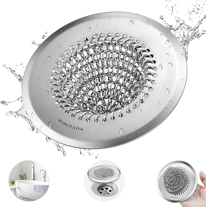 Bathtub Drain Hair Catcher, Fast Drainage Shower Drain Hair Catcher, Reversible 304 Stainless Steel Drain Protector for Pop-Up and Regular Drains of Bathroom(Patented Product)