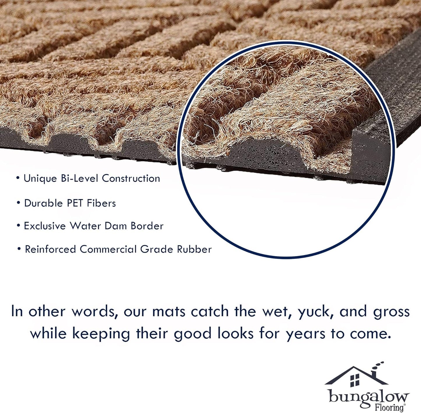 WaterHog Heavy Duty Doorway Mat, 2' x 3', Made in USA, Durable & Skid-Resistant Entryway Mat, Water-Trapping, Indoor/Outdoor Decorative Floor Covering, Cordova Collection, Dark Brown