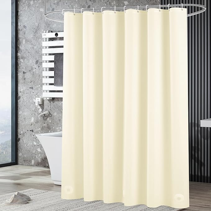 UFRIDAY Beige Shower Curtain Liner Premium PEVA 72 x72 inch,Heavy Duty Shower Curtain with 3 Weighted Magnets, Plastic Waterproof Grey Shower Curtains for Bathroom with 12 Hooks
