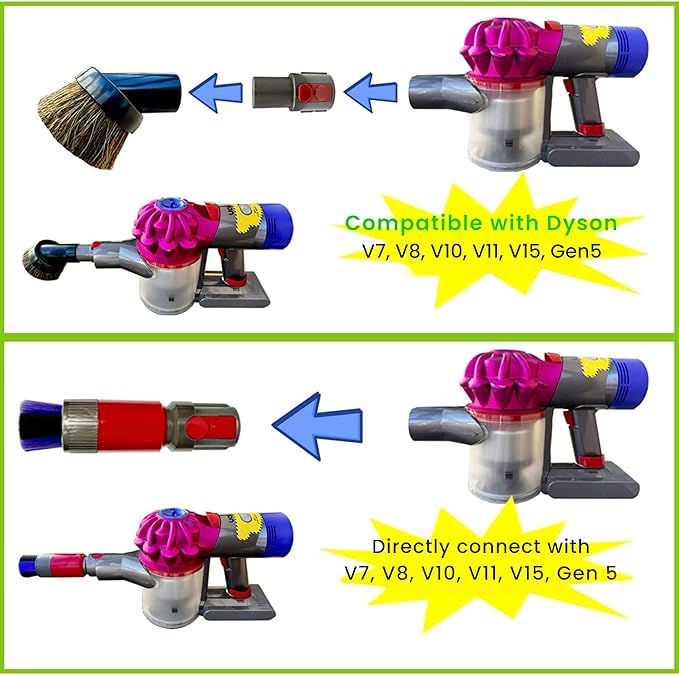 For Dyson Specialized Vacuum Brush Attachments for Car Detailing, Figurines, Funiture, Displays: Traceless Dust Brush, Premium Horsehair Dusting Brush Vacuum Accessories for V7 V8 V10 V11 V15