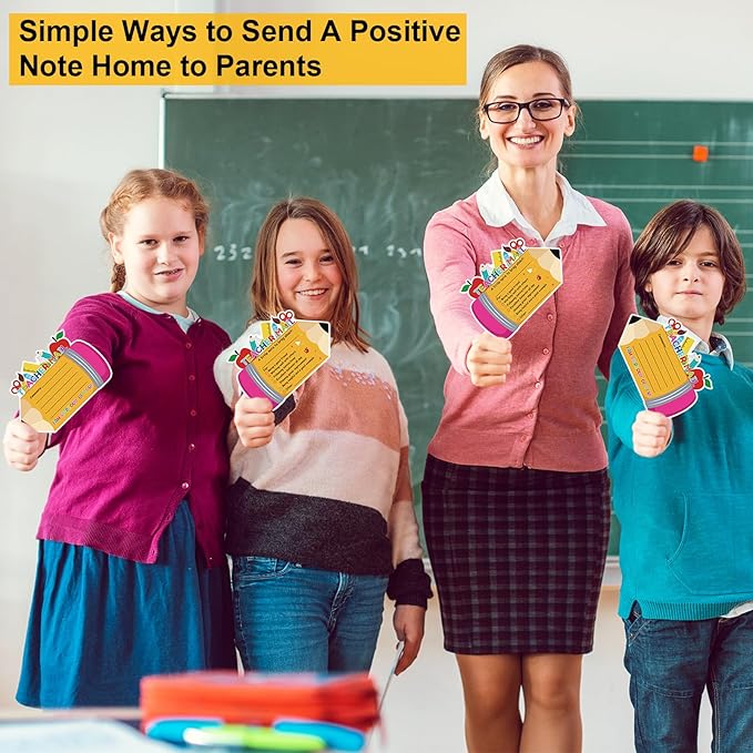 50Pcs Teacher Mail Notes to Parents, Double-Sided Happy Mail from Teacher, Brag Cards for Students Behavior Classroom Must Haves to Send Home for Preschool Kindergarten Elementary School Supplies