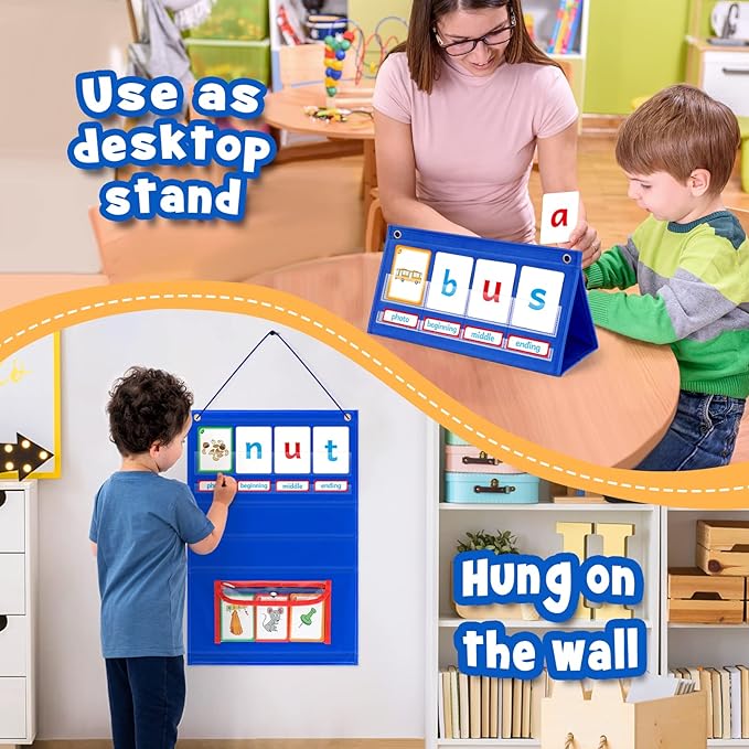 Torlam CVC Word Builder Kindergarten Classroom Must Haves, Phonics Games Preschool Learning Activities Spelling Toy Reading Letter Site Sight Words Games Flash Cards for Kids Autism Special Education