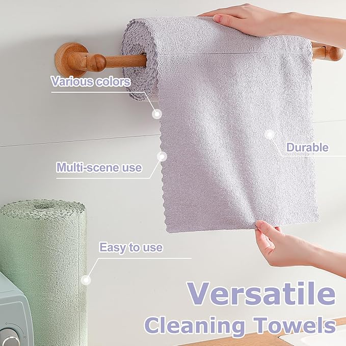 Jessy Home 80 Pack Microfiber Cleaning Cloth Roll Reusable Paper Towels 12"x12" Tear Away Cloth, Microfiber Towels for Cars, Wash Cloths, Lint Free Rags for House, Kitchen,Window,Cleaning Supplies
