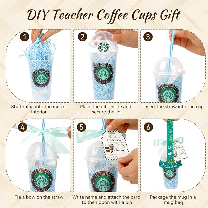 dZbGift Teacher gifts-teacher appreciation gifts in bulk,6packs teacher coffee gift card holder with cards for women man,Back to School,teacher birthday gifts,first day of school,Graduation