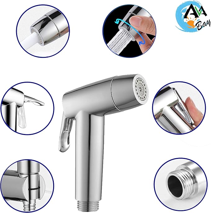 Dual Mode Toilet Bidet Sprayer Head – Chrome Finish Handheld Bidet for Toilet & Bathroom Cleaning – Cloth Diaper Sprayer, Muslim Shower, Jet Spray – G1/2 Coupling