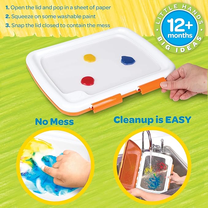 Crayola Mess Free Finger Painting Station – Washable Finger Paint for Toddlers, Essential Easter Basket Stuffers, Spring Arts & Crafts Set, Sensory Activity, Travel Toy, Ages 1+