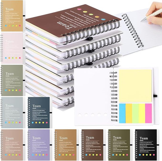Feifeiya 24 Pcs Employee Appreciation Gifts Bulk Team Recognition Notebooks with Sticky Notes Staff Thank You Gifts for Social Worker Teacher Nurse Coworker Office Motivation Set (Neutral Colors)