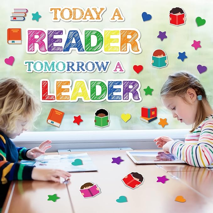 Read Bulletin Board Decoration Set Reading Classroom Bulletin Board Cutouts for Party School Classroom Door Welcome Bulletin Board Craft Home Wall (Today a Reader, Tomorrow a Leader)