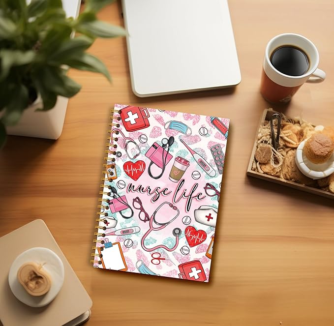 Preppy Pink Nurse Notebook - Nurse Appreciation Gifts, Registered Nurse RN Gifts, School Nurse Gifts, Nurse Practitioner Gifts, Nurse Office Supplies, Nurse Life Spiral Notebook 5.5x8.3