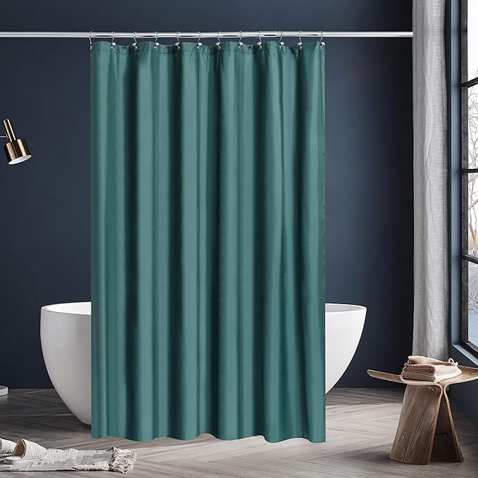 N&Y HOME Fabric Shower Curtain or Liner with Magnets- Hotel Quality, Machine Washable, Water Repellent - Teal, 72x72