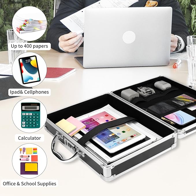 Clipboard with Storage Combination Lock Clipboards Briefcase Heavy Duty Box Aluminum Metal with Handle, Storage Clipboard Maximum Security Large Capacity