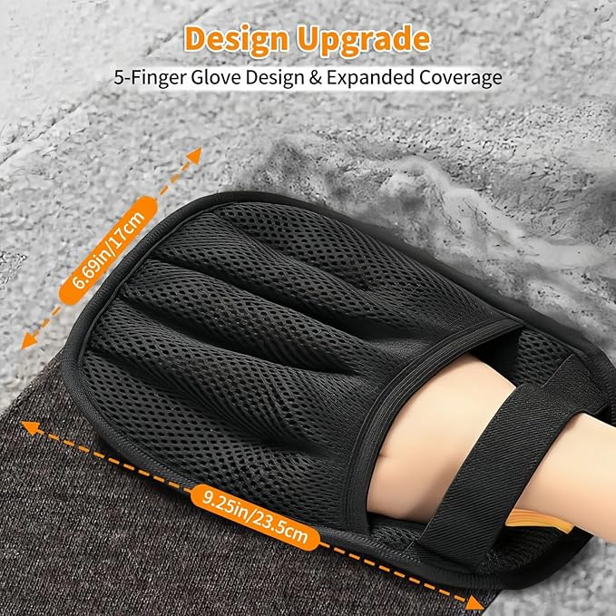 New Improved Pet Hair Removal Gloves (5-Finger Design) - Magic Reusable Gloves for Dog and Cat Hair on Furniture, Car Seats, Clothes, and Carpets - Electrostatic Beauty Brush and Hair Removal Device