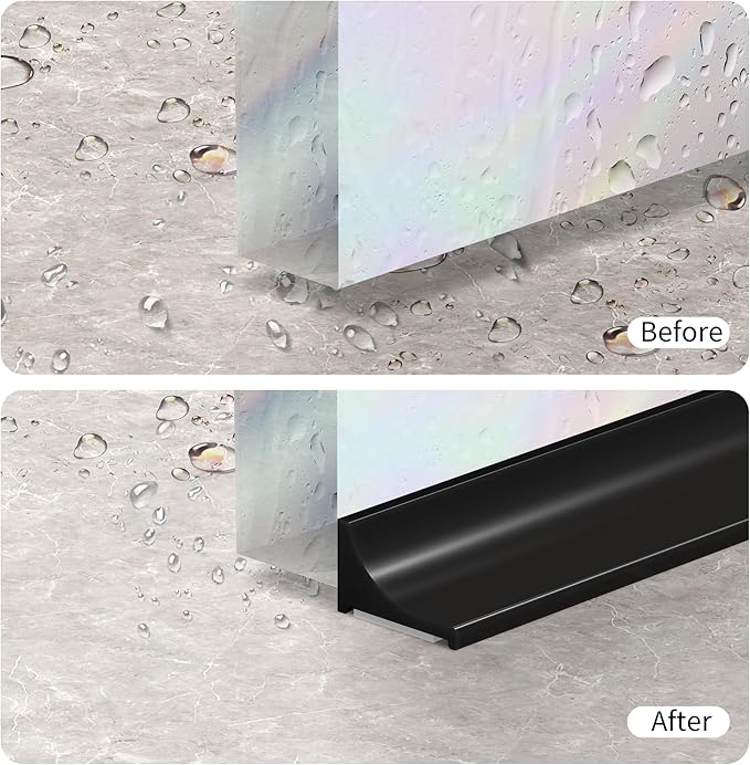 39Inch Shower Threshold Water Dam, Self-Adhesive Silicone Shower Barrier Water Stopper Shower Door Bottom Seal Strip Shower Splash Guard for Bathroom Kitchen Bathtub