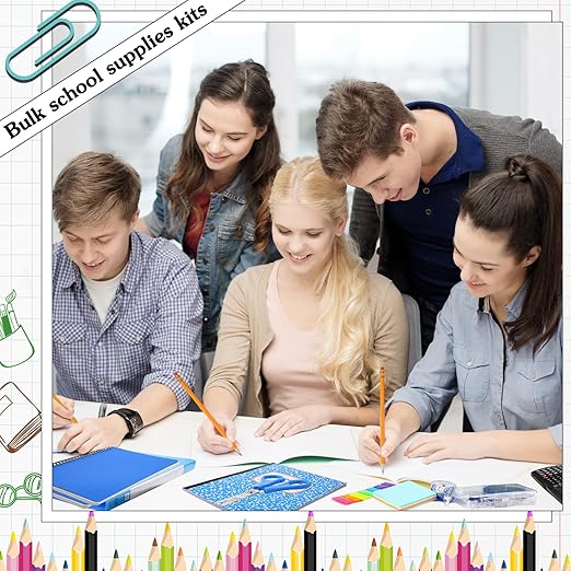126 Pcs Christmas Middle High School Supplies Kit with Backpack for Student 7-12 Grades, School Supplies Bulk Bundle Essential Notebook Calculator for Xmas Holiday Gifts(Blue Aesthetics)