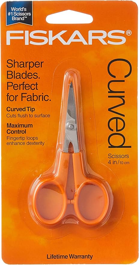 Fiskars 98087097J Curved Craft Scissors, 4 Inch, steel and orange (Pack of 12)