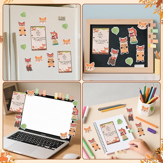 B1ykin Cute Sticky Notes Set - I Just Really Like Foxes Self-Stick Notes Pad, 550 Sheets Writing Memo Pages Sticky Notepad for Teacher Appreciation Gifts, School Office Party Supplies (Adorable Foxes)