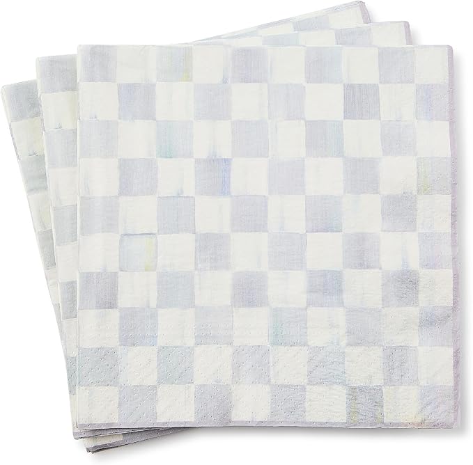 MACKENZIE-CHILDS Dinner Paper Napkins, Stylish Paper Dinner Napkins, Gray-and-White Sterling Check