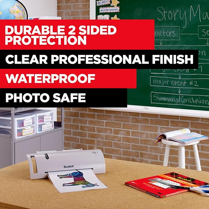 3M Thermal Laminating Pouch Variety Pack, 110 Assorted Clear Pouches (6 Sizes, from Small ID 2.52" x 4.25" to Letter 9" x 11.4"), 3 mil & 5 mil for Documents, Photos, Cards, Badges