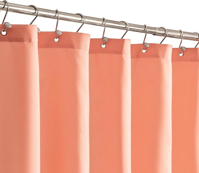 N&Y HOME Fabric Shower Curtain or Liner with Magnets - Hotel Quality, Machine Washable, Water Repellent - Coral, 72x72