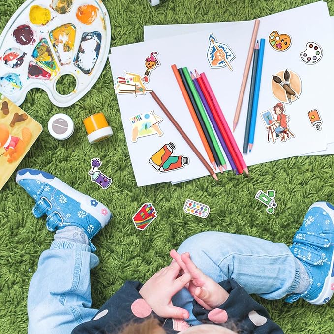 Cute Cartoon Art Supplies Vinyl Stickers Pack for Kids Students Teachers Painters DIY Crafts Laptop Notebook Decoration 50pcs Bedroom Bike Bumper Wall Hat Water