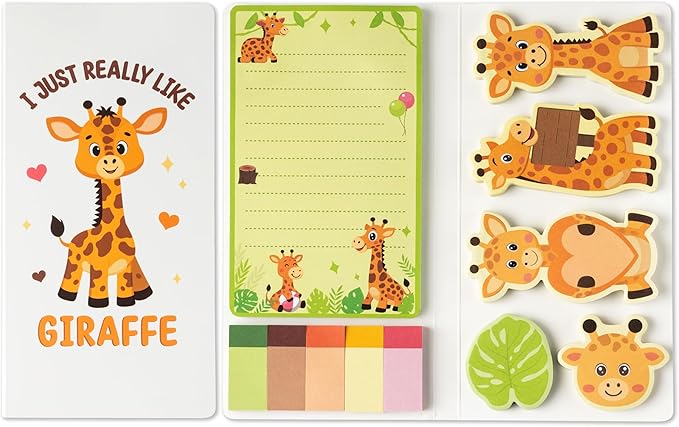 B1ykin Cute Sticky Notes Set - I Just Really Like Giraffe Self-Stick Notes Pad, 550 Sheets Writing Memo Pages Sticky Notepad for Teacher Appreciation Gifts, School Office Party Supplies (Giraffe)