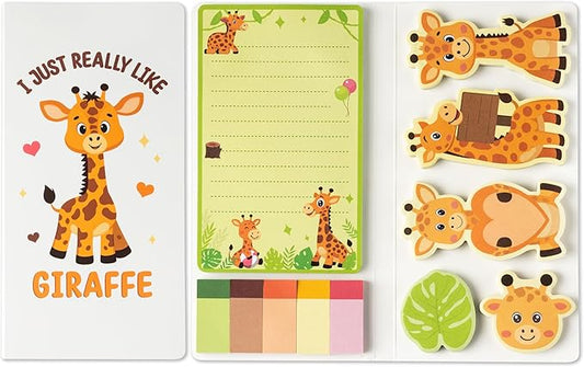 B1ykin Cute Sticky Notes Set - I Just Really Like Giraffe Self-Stick Notes Pad, 550 Sheets Writing Memo Pages Sticky Notepad for Teacher Appreciation Gifts, School Office Party Supplies (Giraffe)