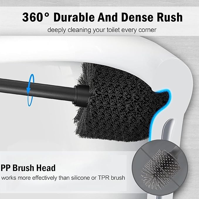 Matte Black Toilet Bowl Brush with Holder, Durable Bathroom Cleaning Tool, Modern Design for Easy Toilet Maintenance, Bathroom Cleaner Brush for Efficient Cleaning and Hygiene