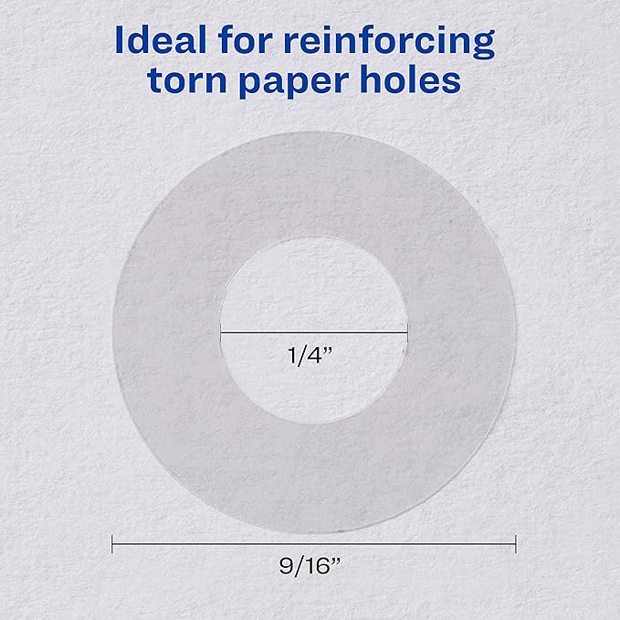Avery Self-Adhesive Hole Reinforcement Stickers, 1/4" Diameter Hole Punch Reinforcement Labels, Clear, Non-Printable, 1,000 Labels Total (5722)