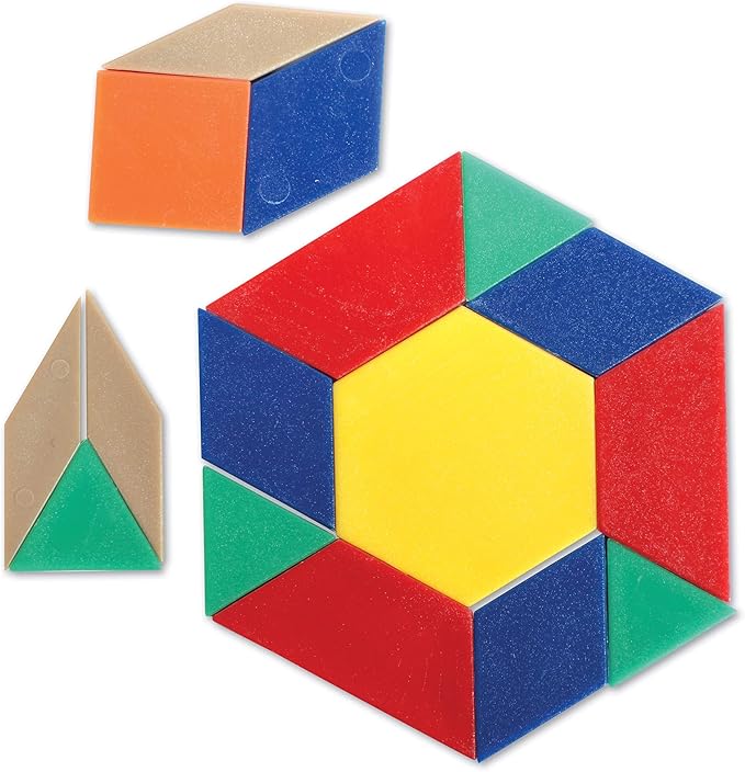 Learning Resources Plastic Pattern Blocks .5cm, Counting & Sorting, Early Math Concepts, Set of 100 Blocks, Grades PreK+Ages 3+