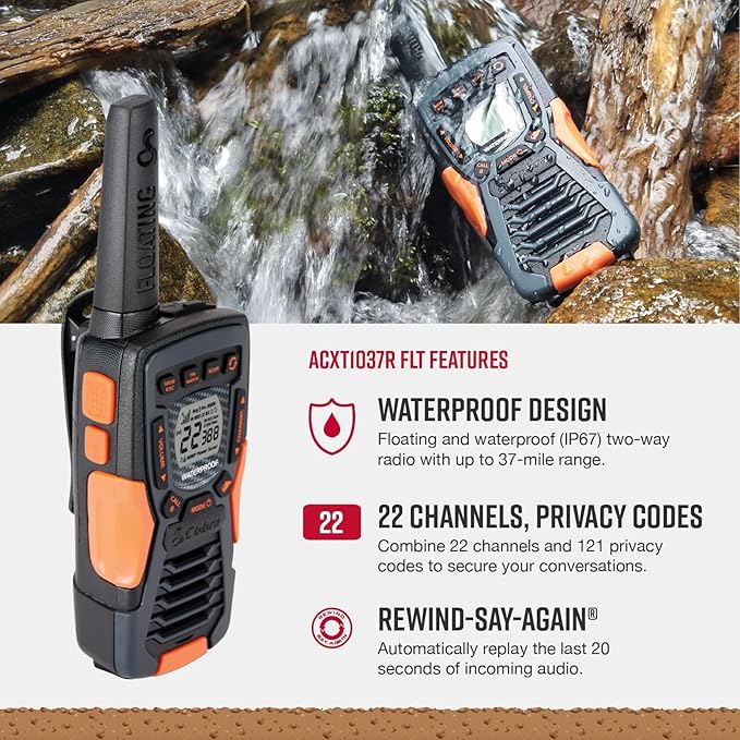 Bundle of Cobra RX380 TTC Walkie Talkies (2-Pack) + Cobra ACXT1037R FLT Walkie Talkie (1-Pack)