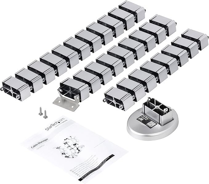 StarTech.com Spine Cable Management - Weighted Base Plate - Cord Cover - Cable Organizer - Cord Protector - Cable Raceway (CMVBMOD) Silver
