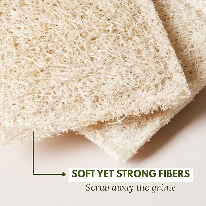 Natural Loofah Dish Sponge (Pack 30) Multipurpose Dish Sponges - 100% Biodegradable Compostable Dishwashing Scouring Pad Zero Waste (2.75" x 2.75" Each)