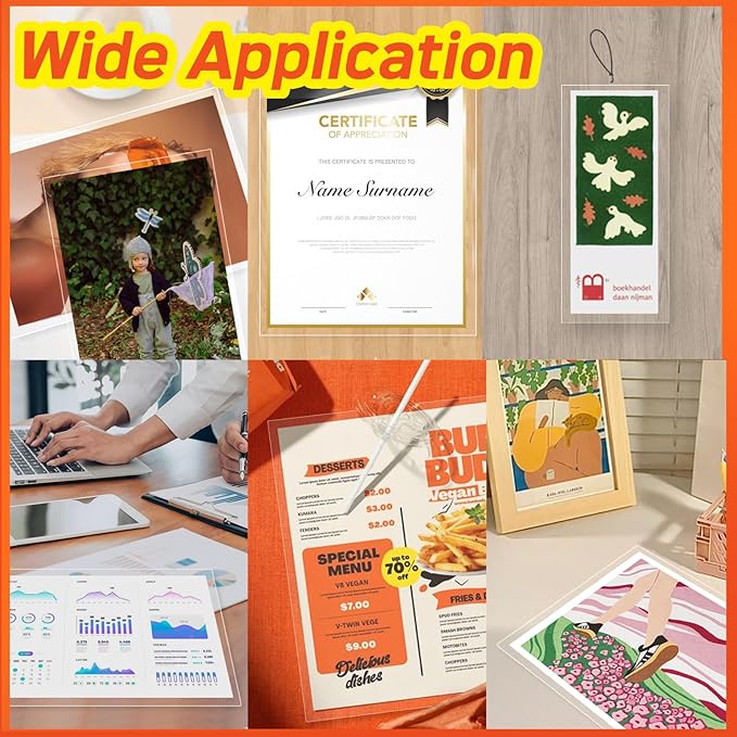 Thicker Self Adhesive Laminating Sheets,100PCS 8.5 x 11 Self Sealing Laminate Sheets Lettter Size No Machine No Heat 4mil Clear Laminating Sheets for Protecting Documents, Photos