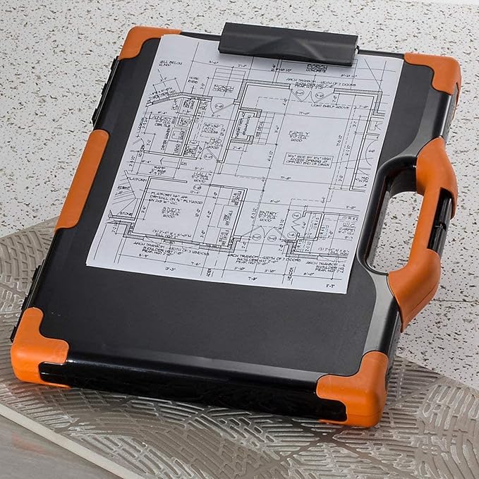 Officemate Carryall Clipboard Storage Box, Letter/Legal Size, Black and Orange (83326) (Pack of 6)