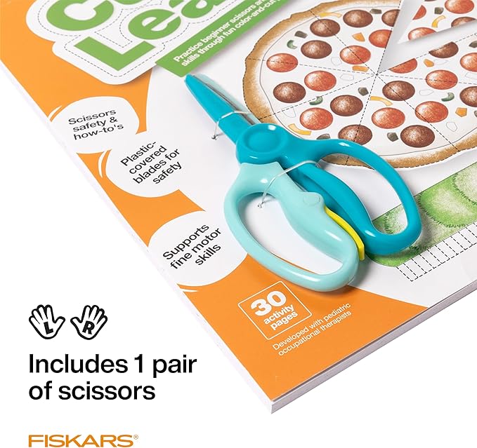 Fiskars Cut & Learn Kids Activity Book and Training Scissors - Gifts for Kids - Ages 3+