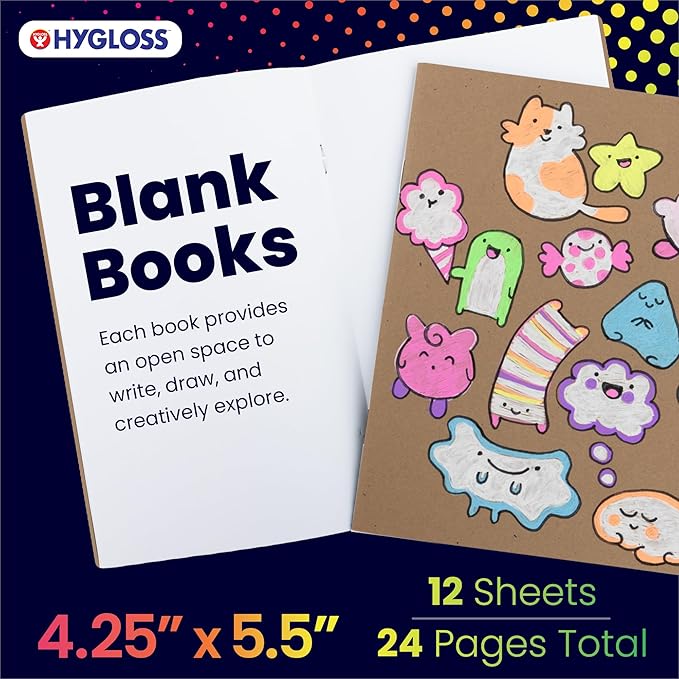 Hygloss Blank Books - Bulk 20 Pack – 4.25" x 5.5" A6 Kraft Paperback Blank Books for Kids to Write Stories, Doodle, Arts & Crafts – Plain Drawing Sketchbook, Unlined Journal, Notebook Without Lines