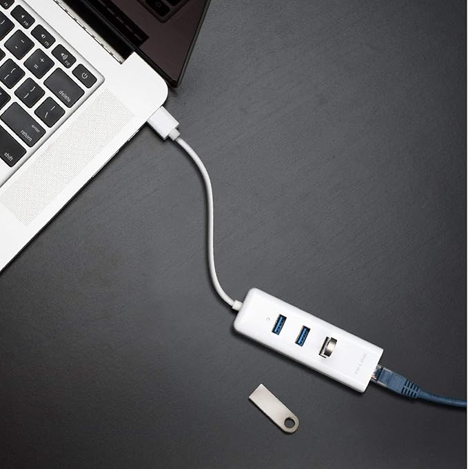 TP-Link USB 3.0 to Ethernet Adapter, Portable 3-port USB Hub with 1 Gigabit RJ45 Ethernet Port Network Adapter, Supports Win 7/8/8.1/10, Mac OS X (10.6-10.14), Linux OS and Chrome OS (Renewed)
