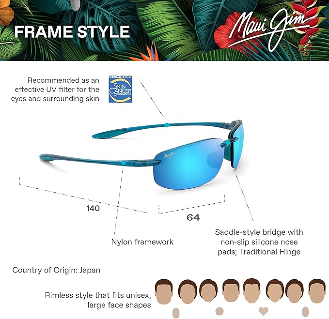 Maui Jim Polarized Men's and Women's Hookipa Rectangular Sunglasses