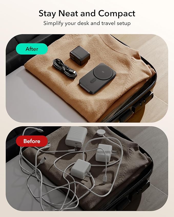 ESR 3 in 1 Charging Station for Apple, Qi2.2 25W MagSafe Charger with CryoBoost, Phone-Cooling Wireless Charging Station Foldable, for iPhone 17/16 with iOS 26(50W Adapter), AirPods, Apple Watch,Black
