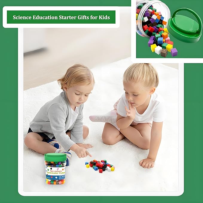 Geometric Solids 300 Pcs,Math Counting Cube,Plastic Color Sorting Stacking Blocks for Kids