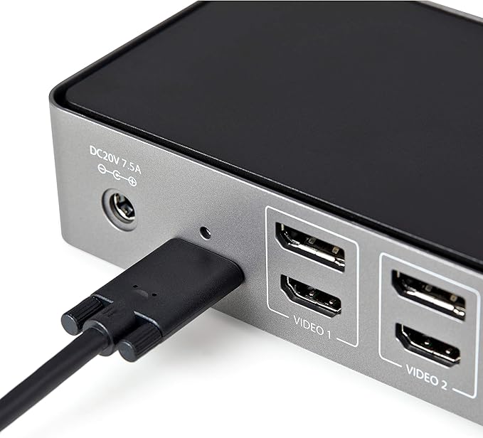 StarTech.com USB-C / USB-A Hybrid Docking Station for MacBook Pro / Air M1 M2 M3 M4 & Windows, Universal Triple 4K 60Hz HDMI DP Dock, Thunderbolt Compatible, 85W Laptop Charging - TAA, Black & Gray