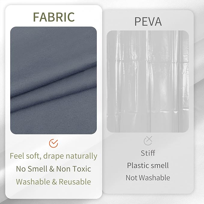 ALYVIA SPRING Extra Long Fabric Shower Curtain Liner Waterproof - 72" x 84", Soft & Lightweight XL Shower Curtain with 3 Magnets, Machine Washable - 72x84, Stone Blue
