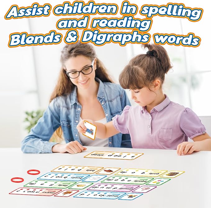 Blends & Digraphs Cards,Phonics Games,Speech Therapy Toys for Toddlers Kids,Learn to Read,Spelling Reading Learning Sight Word Games,kindergarten Preschool Learning Activities,Educational Toy