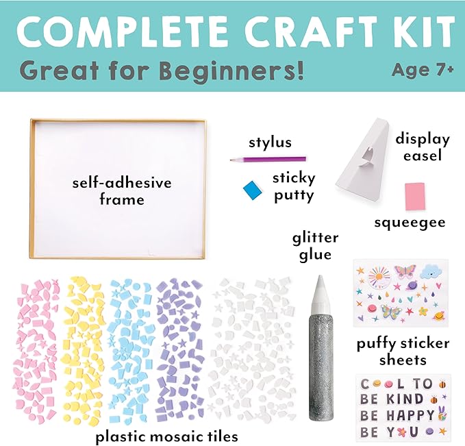 Creativity for Kids Rainbow Mosaic Craft Kit: Valentine Craft Kit for Kids, Gifts for Girls, Diamond Painting for Kids (Ages 7+)