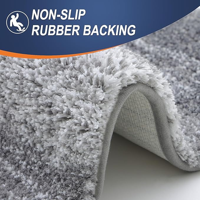 OLANLY Bathroom Rugs Mat 34x21, Extra Soft Absorbent Microfiber Bath Rugs, Rubber Backing, Quick Dry, Machine Washable Bath Mats for Bathroom Floor, Tub and Shower, Home Decor Accessories, Grey